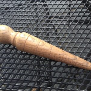 Large hand turned solid oak garden dibber for planting bulbs and potting out plants handmade in UK