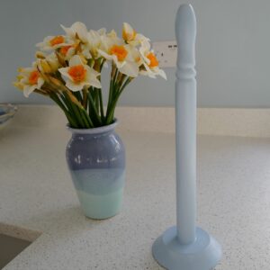 Handmade Wooden Kitchen  Roll Holder with Light Blue Satin Finish