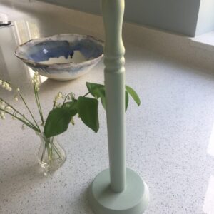 Wooden Kitchen Roll Holder with Laurel Green Satin Finish Handmade in UK