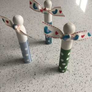 Set of 3 multicoloured handmade magnetic wooden notelet / phone holders