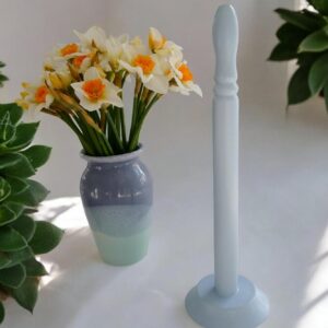 Wooden Kitchen  Roll Holder with Light Blue Satin Finish.  Handmade in UK.